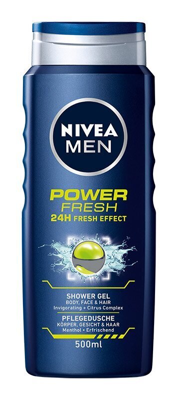 Suihkugeeli Nivea men Power Fresh, 500 ml hinta ja tiedot | Suihkusaippuat ja suihkugeelit | hobbyhall.fi