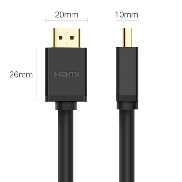 Kaapeli Ugreen HDMI 4K 60 Hz 3D 1 m, musta (HD104 10106). hinta ja tiedot | Kaapelit ja adapterit | hobbyhall.fi