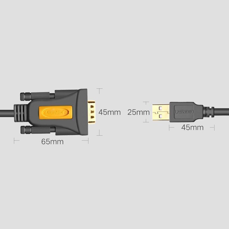 Kaapelisovitin Ugreen USB - RS -232 (uros), 2 m, musta (CR104 20222). hinta ja tiedot | Kaapelit ja adapterit | hobbyhall.fi