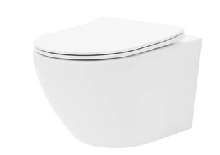 REA Carlo Rimless mini Flat Slim WC-istuin, jossa hitaasti sulkeutuva kansi hinta ja tiedot | WC-istuimet | hobbyhall.fi