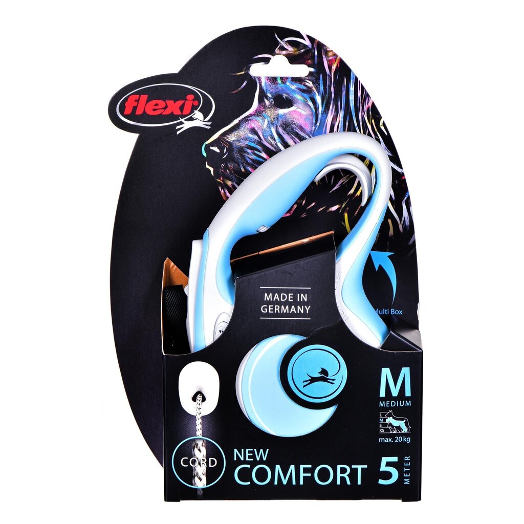 Flexi New Comfort Cord, M, 5 m, vaaleansininen hinta ja tiedot | Koiran talutushihnat | hobbyhall.fi