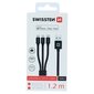 Swissten Textile Universal 3in1 USB-C / Lightning Data MFI / MircoUSB Cable 1.2m Black hinta ja tiedot | Kaapelit ja adapterit | hobbyhall.fi