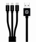 Swissten Textile Universal 3in1 USB-C / Lightning Data MFI / MircoUSB Cable 1.2m Black hinta ja tiedot | Kaapelit ja adapterit | hobbyhall.fi