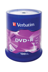 DVD Verbatim DVD + R 4.7GB, 100 kpl / pakkaus hinta ja tiedot | Vinyylilevyt, CD-levyt, DVD-levyt | hobbyhall.fi