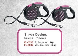 Flexi Design, koko M, 5 m, musta/vaaleanpunainen hinta ja tiedot | Flexi Lemmikit | hobbyhall.fi