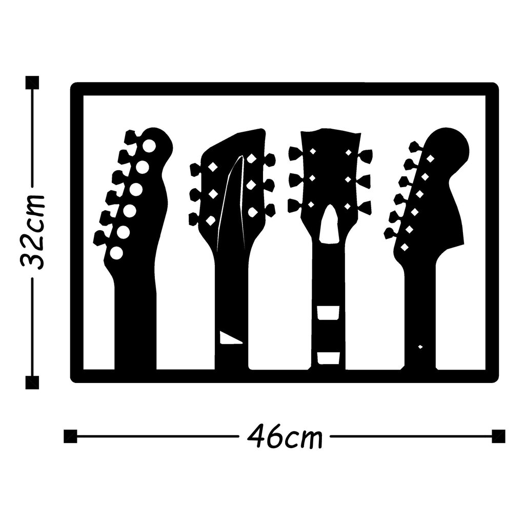 Metallinen seinäkoriste Guitar Musta, 46x32 cm hinta ja tiedot | Sisustustuotteet | hobbyhall.fi