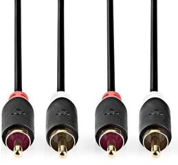 Äänikaapeli 2x RCA -> 2x RCA 5m Nedis, musta hinta ja tiedot | Kaapelit ja adapterit | hobbyhall.fi