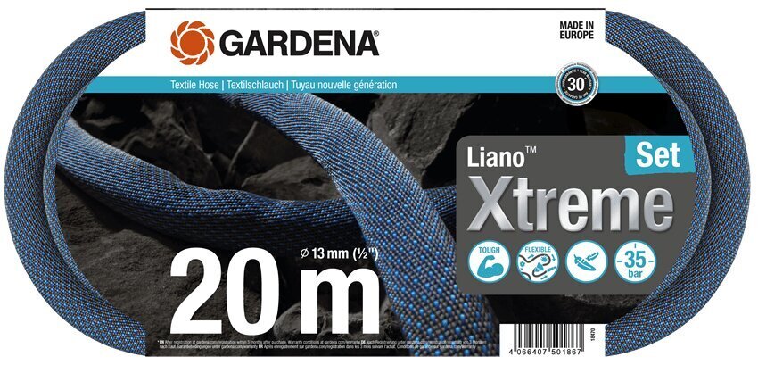 Gardena Liano Xtreme tekstiililetkusetti, 20 m hinta ja tiedot | Puutarhaletkut, kastelukannut ja muut kastelutarvikkeet | hobbyhall.fi