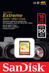 SANDISK Extreme 16GB SDHC UHS-I U3 Card muistitikku hinta ja tiedot | Kameran muistikortit | hobbyhall.fi
