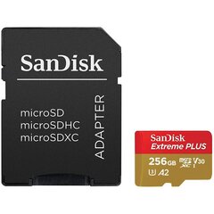 SANDISK MicroSDXC Extreme Plus 256GB 170MB/s A2 C10 V30 UHS-I hinta ja tiedot | Kameran muistikortit | hobbyhall.fi