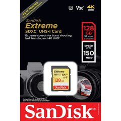 SanDisk Extreme SDXC 128GB hinta ja tiedot | Kameran muistikortit | hobbyhall.fi