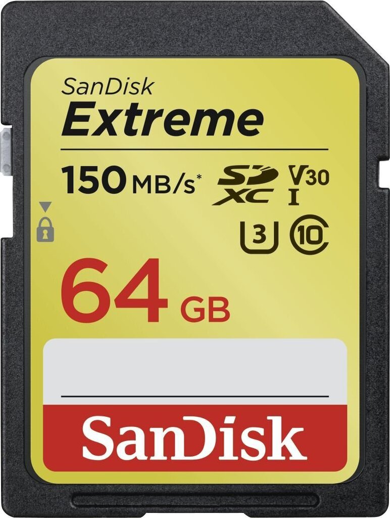 Muistitikku SANDISK Extreme SDXC Card 64GB 150MB/s hinta ja tiedot | Kameran muistikortit | hobbyhall.fi