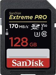 SANDISK Extreme Pro SDXC Card 128GB U3 hinta ja tiedot | Kameran muistikortit | hobbyhall.fi