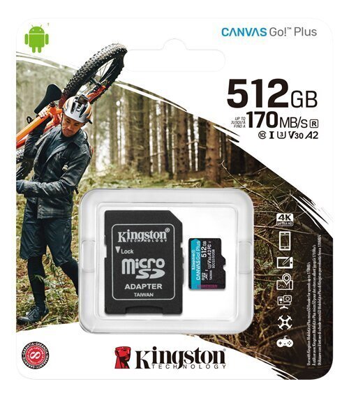 Kingston Canvas Go! Plus 512 GB, SD, Fla hinta ja tiedot | Kameran muistikortit | hobbyhall.fi