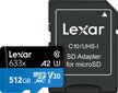 Lexar High-Performance 633x UHS-I MicroSDXC, 512 GB, Flash memory class 10, Black hinta ja tiedot | Kameran muistikortit | hobbyhall.fi