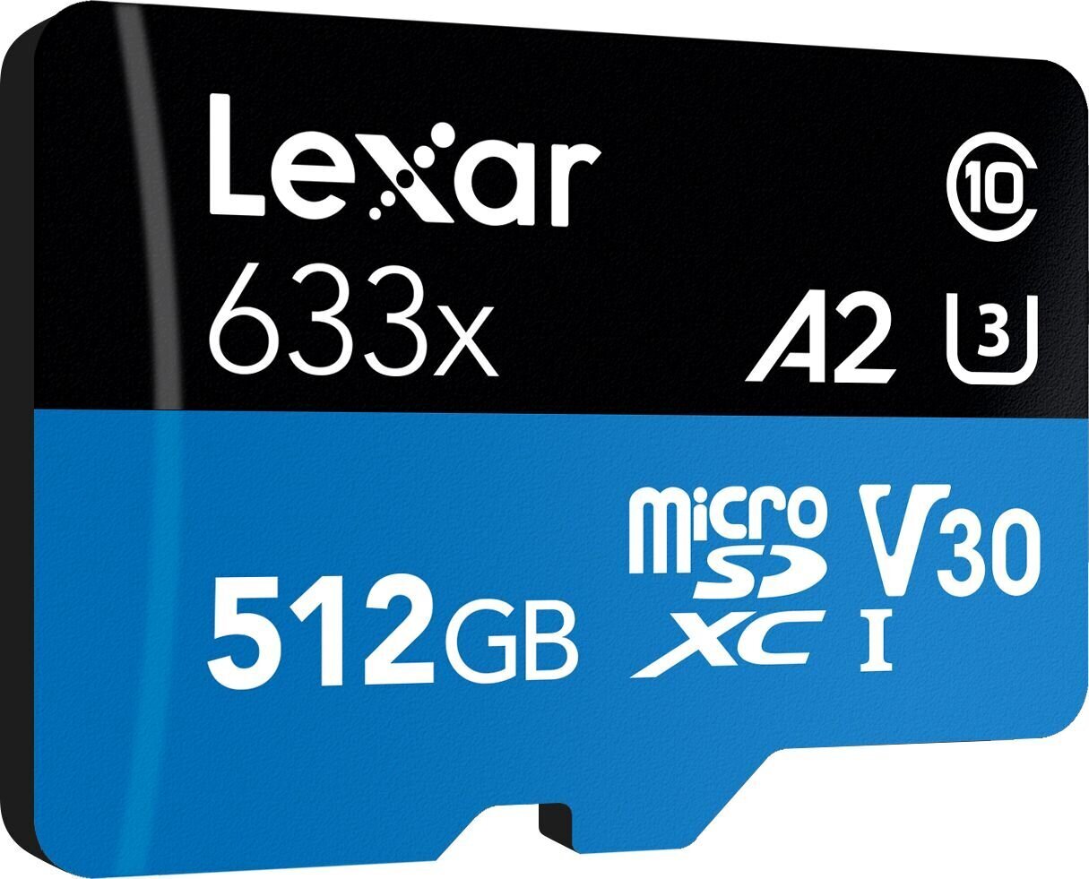 Lexar High-Performance 633x UHS-I MicroSDXC, 512 GB, Flash memory class 10, Black hinta ja tiedot | Kameran muistikortit | hobbyhall.fi