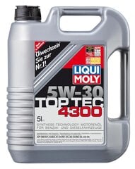 Liqui Moly moottoriöljy Top Tec 4300 5W30 C2 öljy, 5 litraa hinta ja tiedot | Moottoriöljyt | hobbyhall.fi