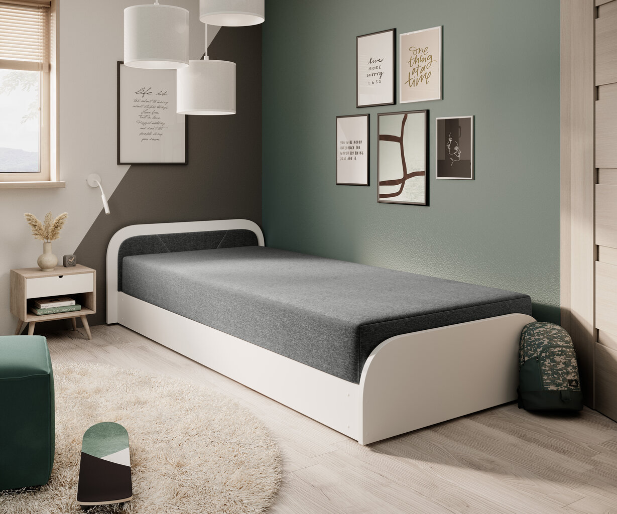 NORE Parys Sawana 21 -sänky, 90x200 cm, harmaa/valkoinen hinta ja tiedot | Sängyt | hobbyhall.fi