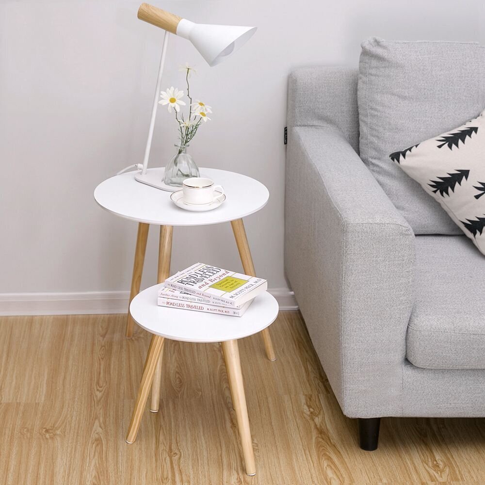 2 sohvapöydän setti Songmics, valkoinen väri hinta ja tiedot | Sohvapöydät | hobbyhall.fi