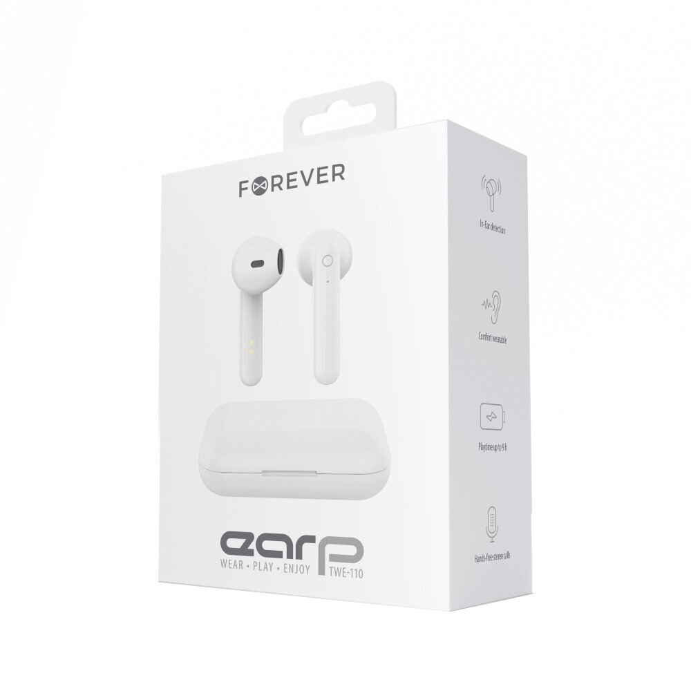 Forever Bluetooth earphones TWE-110 Earp white hinta ja tiedot | Kuulokkeet | hobbyhall.fi