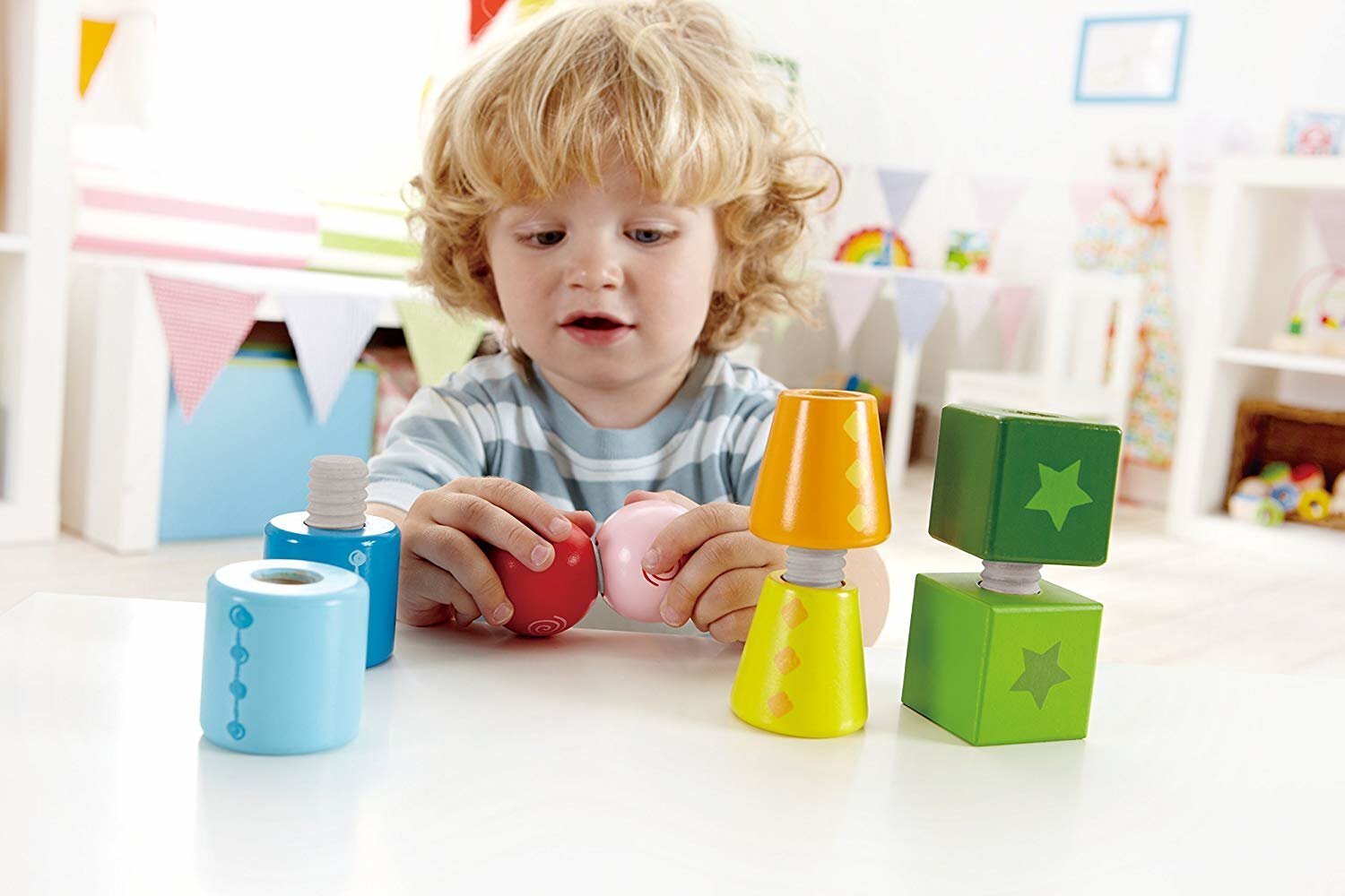 HAPE kehittävä lelu Blocks Twist & Turnables hinta ja tiedot | Vauvan lelut | hobbyhall.fi