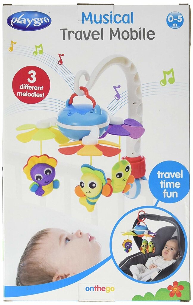 PLAYGRO Mobile musiikilla Travel Mobile hinta ja tiedot | Vauvan lelut | hobbyhall.fi