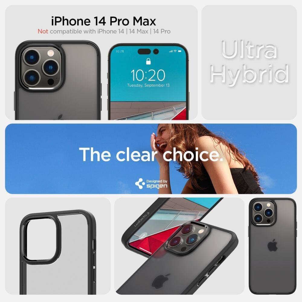 Spigen Ultra Hybrid iPhone 14 Pro Max FROST Black hinta ja tiedot | Puhelimen kuoret ja kotelot | hobbyhall.fi