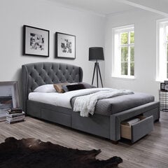 Bed LOUIS 160x200cm, laatikoilla ja patjalla HARMONY DUO, harmaa, 171x219xH111cm, MDF, puu, kangas hinta ja tiedot | Sängyt | hobbyhall.fi