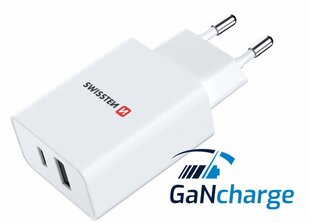 Swissten GaN, USB-C / USB, 3A hinta ja tiedot | Puhelimen laturit | hobbyhall.fi