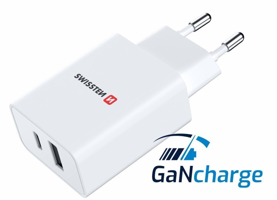 Swissten GaN, USB-C / USB, 3A hinta ja tiedot | Puhelimen laturit | hobbyhall.fi