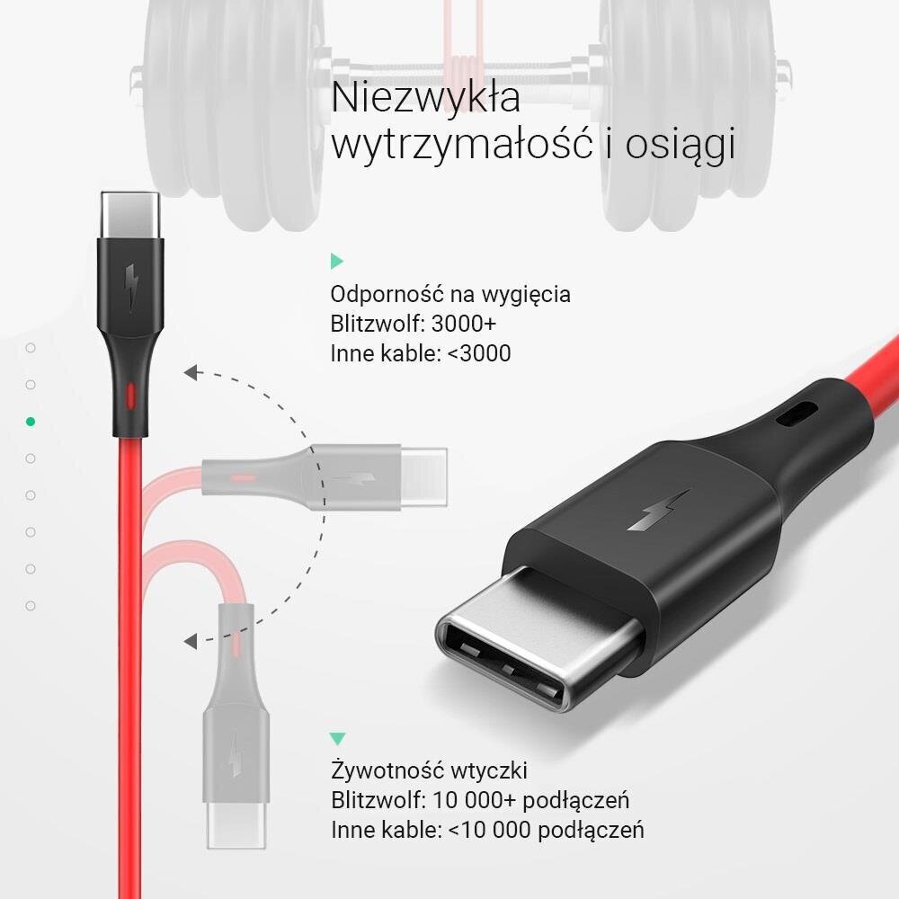 Blitzwolf USB -kaapeli - USB-tyyppi C, 1,8 m BW-TC15, punainen hinta ja tiedot | Kaapelit ja adapterit | hobbyhall.fi