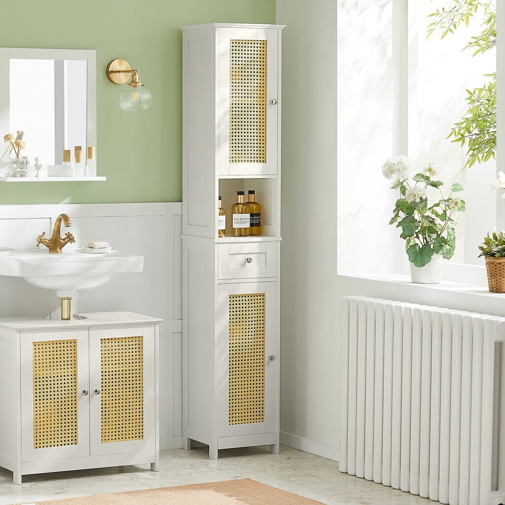 Kylpyhuonekaappi SoBuy BZR70-W, valkoinen hinta ja tiedot | Kylpyhuonekaapit | hobbyhall.fi