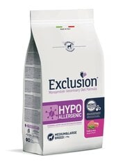 Exclusion Hypoallergenic Monoprotein keskikokoisille ja suurille rotuille sianlihalla ja herneillä, 2 kiloa hinta ja tiedot | Exclusion Lemmikit | hobbyhall.fi