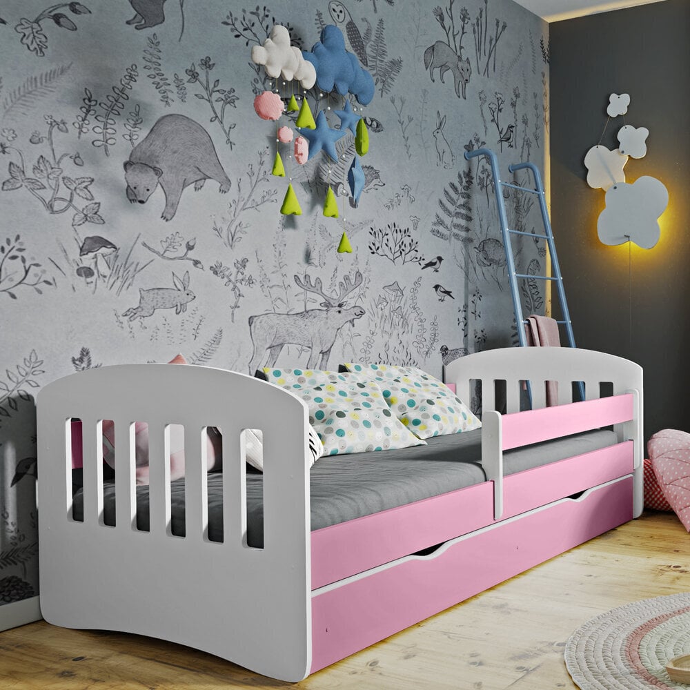 Lasten sänky patjalla Selsey Pamma, 80x160 cm, valkoinen/vaaleanpunainen hinta ja tiedot | Lastensängyt | hobbyhall.fi