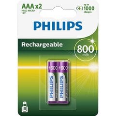 Ladattavat paristot Philips Akumulator AAA, 2 kpl hinta ja tiedot | Paristot | hobbyhall.fi