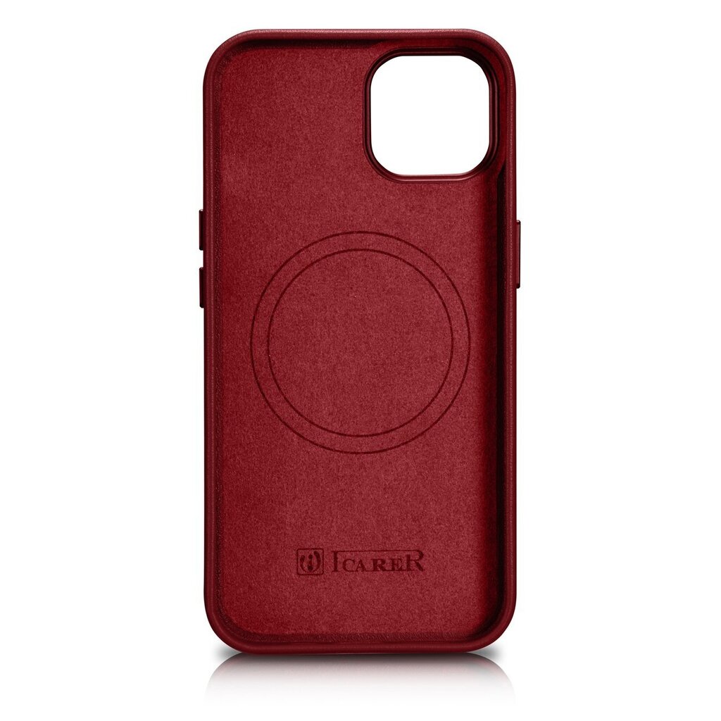 iCarer Leather iPhone 14 punainen (WMI14220705-RD) (MagSafe-yhteensopiva) hinta ja tiedot | Puhelimen kuoret ja kotelot | hobbyhall.fi