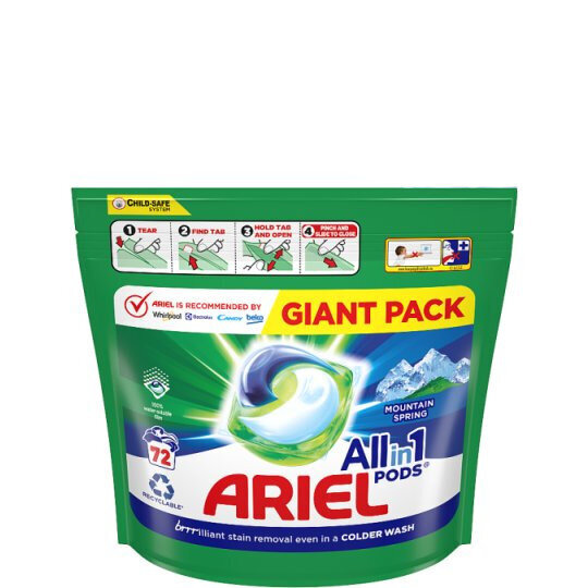 Ariel All-in-1 PODS Mountain Spring -pesukapselit, 72 pesukertaa hinta ja tiedot | Pyykinpesuaineet | hobbyhall.fi