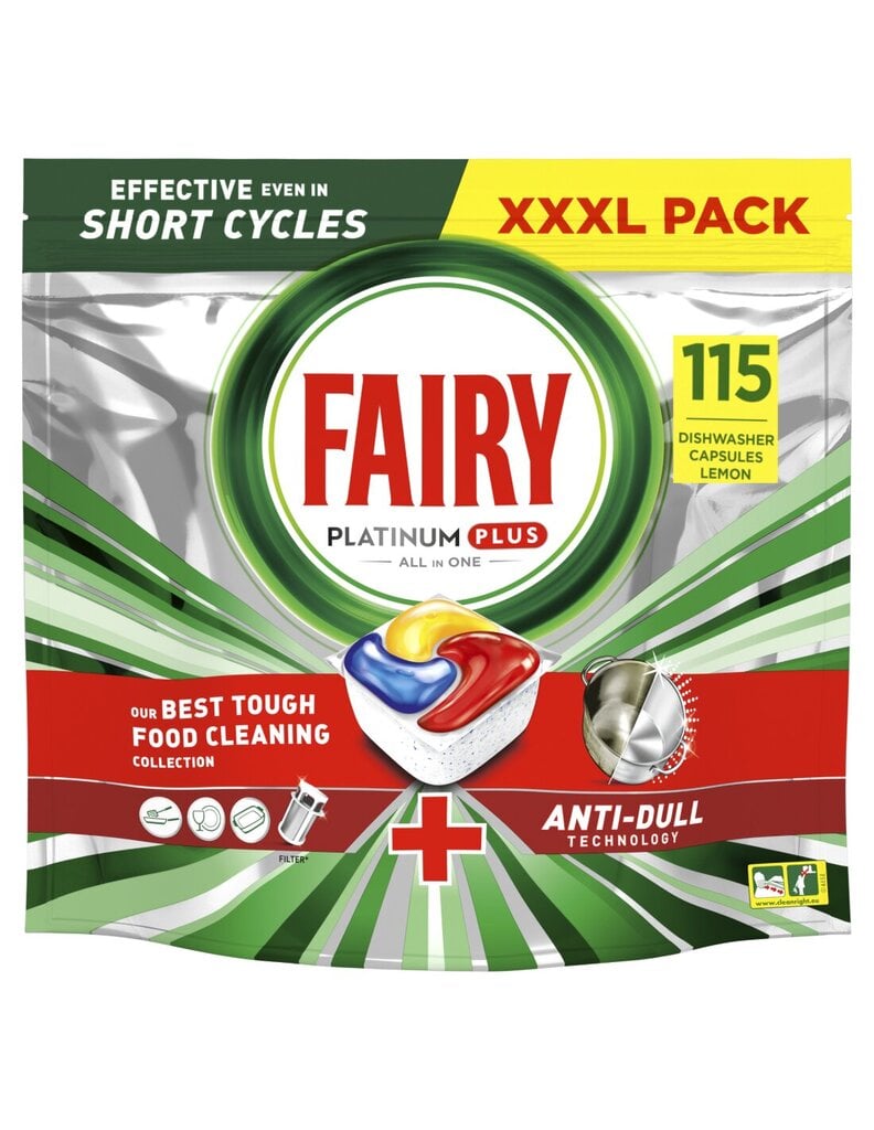 Fairy Platinum Plus All In One Lemon astianpesukonetabletit, 115 kpl hinta ja tiedot | Astianpesuaineet | hobbyhall.fi