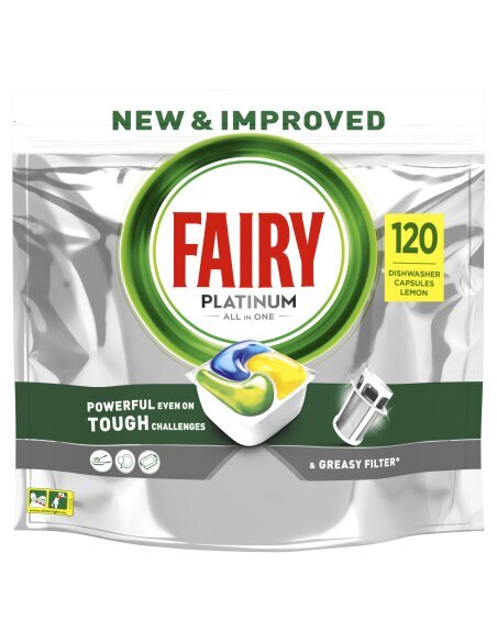 Fairy Platinum All in One astianpesukonetabletit, sitruuna, 120 tablettia hinta ja tiedot | Astianpesuaineet | hobbyhall.fi