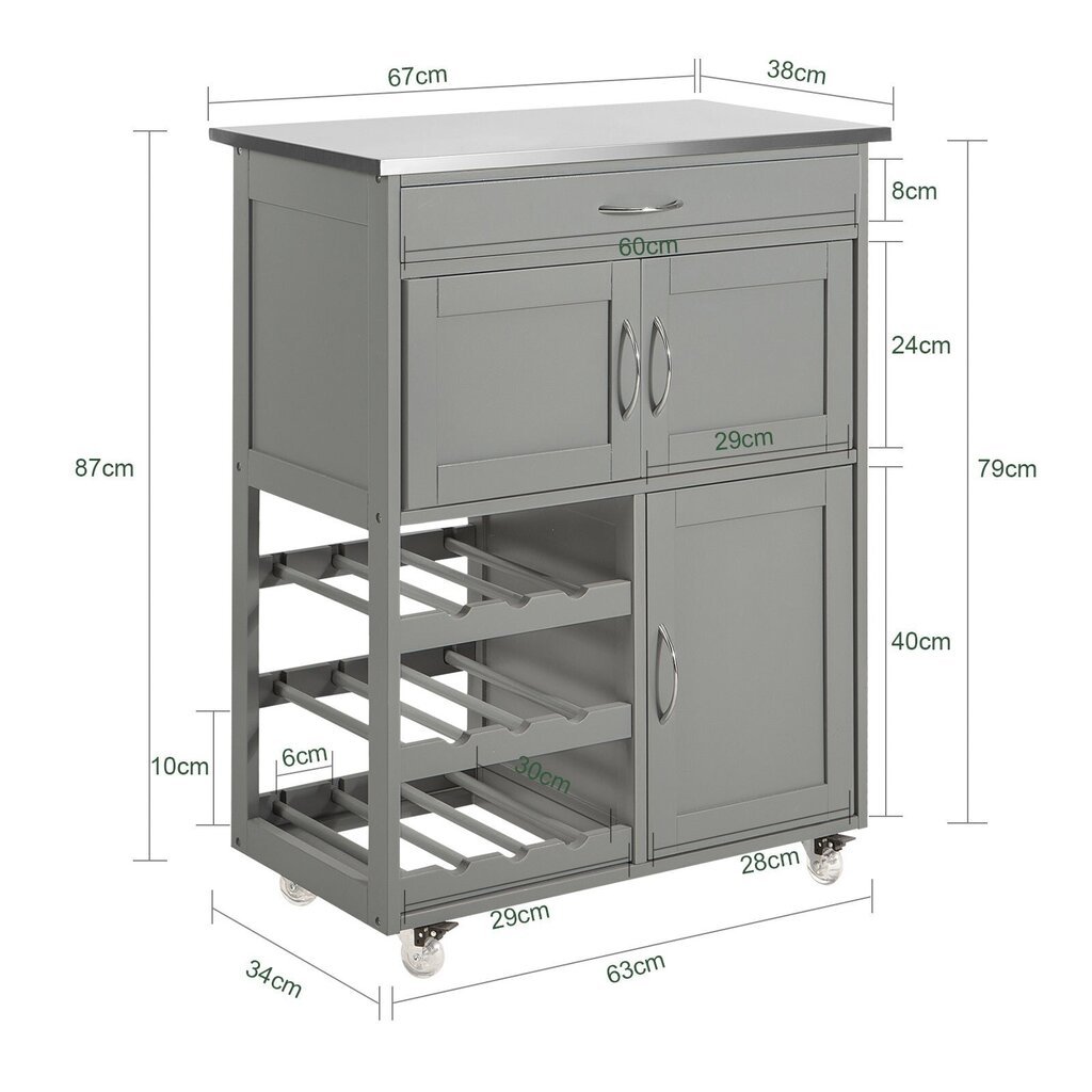 Keittiökaappi SoBuy FKW45-HG, harmaa hinta ja tiedot | Keittiön kaapit | hobbyhall.fi