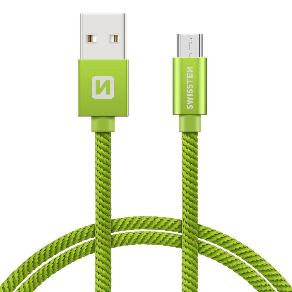 Swissten Textile, Micro USB, 0.2m hinta ja tiedot | Puhelinkaapelit | hobbyhall.fi