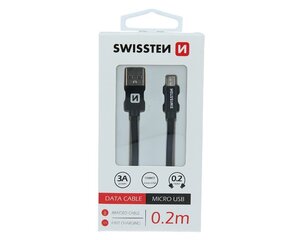 Swissten Textile, Micro USB, 0.2m hinta ja tiedot | Puhelinkaapelit | hobbyhall.fi