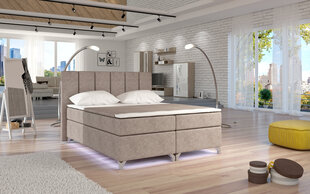 Basilio LED-valaistu sänky, 160 cm x 200 cm, kuvakudos on kerman värinen hinta ja tiedot | Sängyt | hobbyhall.fi