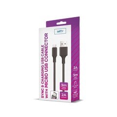 Setty cable USB - microUSB 3,0 m 2A black NEW hinta ja tiedot | Puhelinkaapelit | hobbyhall.fi