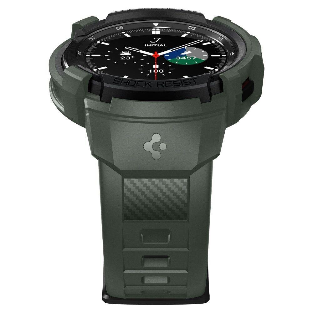 Spigen Rugged Armor Pro, Galaxy Watch 4 Classic 46mm Military green hinta ja tiedot | Älykellojen ja aktiivisuusrannekkeiden lisätarvikkeet | hobbyhall.fi