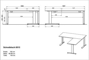 Pöytä 8513, harmaa hinta ja tiedot | Tietokonepöydät ja työpöydät | hobbyhall.fi