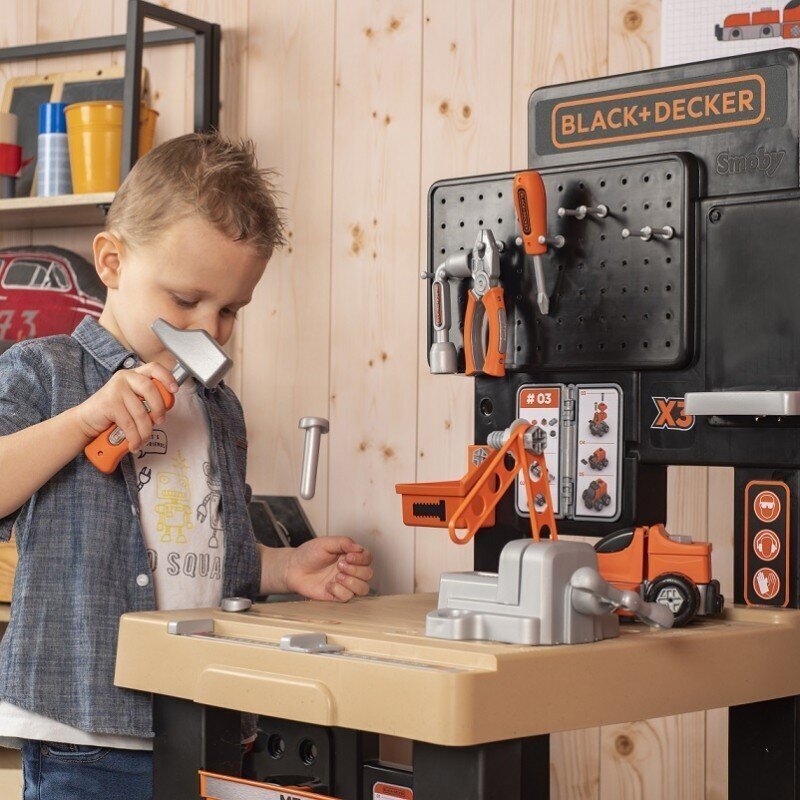 SMOBY Black&Decker Mega Workshop 3in1 -työpaja, 100 tarviketta hinta ja tiedot | Poikien lelut | hobbyhall.fi