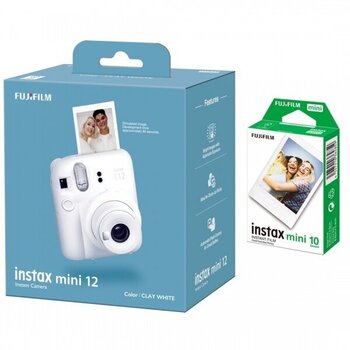 Fujifilm Instax Mini 12, Clay White + Instax Mini (10 kpl) hinta ja tiedot | Pikakamerat | hobbyhall.fi