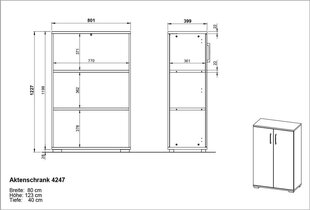 Toimistokaappi 4247, harmaa hinta ja tiedot | Olohuoneen kaapit ja lipastot | hobbyhall.fi
