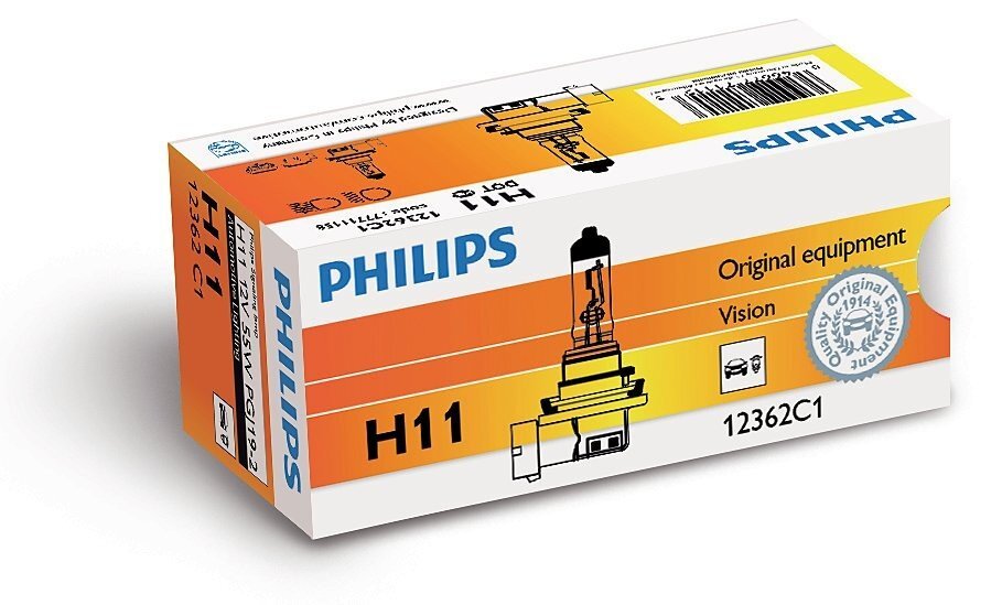 Lamppu Philips H11 12V/55W +30% Vision, 1 kpl. hinta ja tiedot | Polttimot | hobbyhall.fi